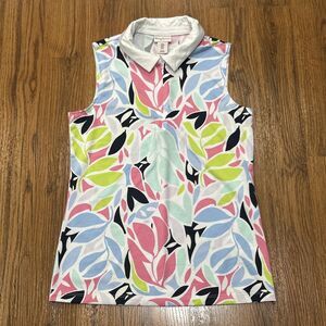 Tommy Bahama Top Womens Small Floral Golf Sleeveless Pickleball Stretch Summer